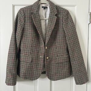 J.Crew Brown and Cream Houndstooth Blazer
